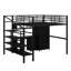 Lit mezzanine double en métal avec garde-robe et table