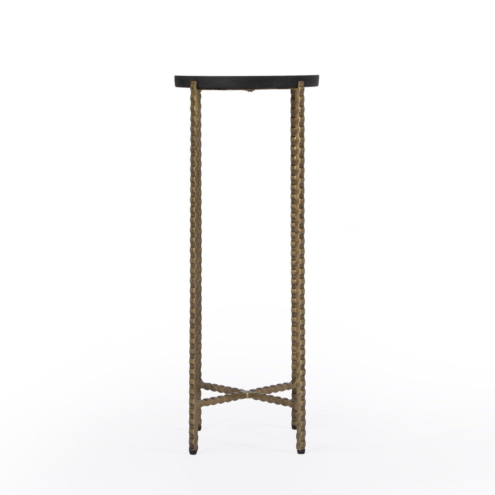 Zoa 9" Genuine Marble End Table, Black Granite/Gold