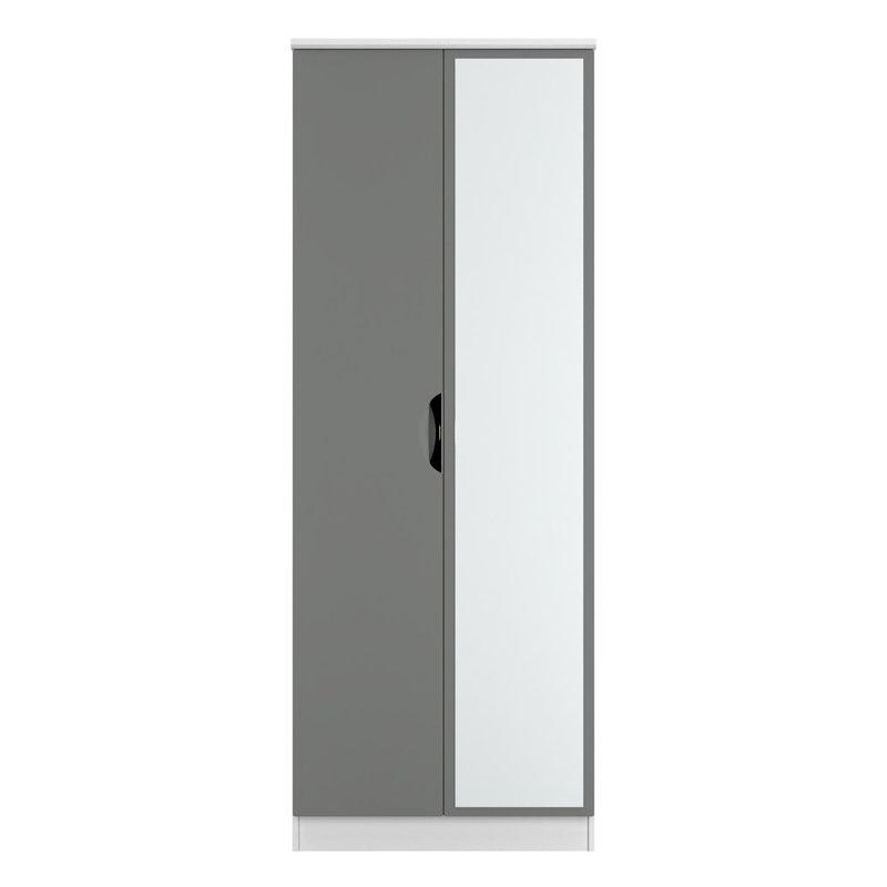 Bhodhini Manufactured Wood Wardrobe, Dusk Grey/White
