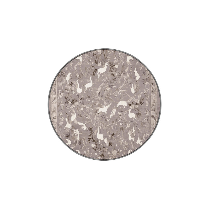 Machine Washable Gray Area Rug, Round 7'