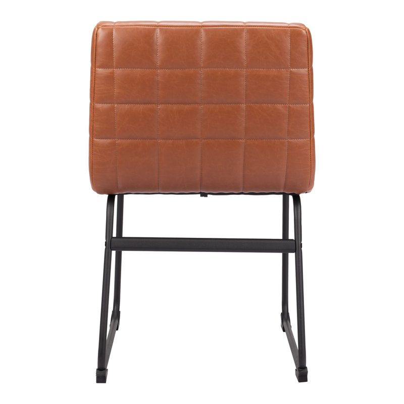 Pago Brown Faux Leather Upholstered Dining Chairs with Metal Frame