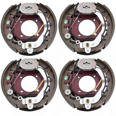 Electric Trailer Brake Kit, 12.25 x 3.375 Inch, 2 Pairs Self-Adjusting Electric Brakes Kit for 10000 lbs Trailer Axle, Backing Plates for Braking Syst