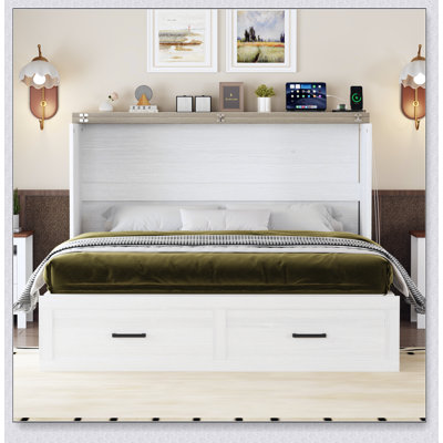 Lit escamotable Farmhouse avec charge, tiroir de rangement, pour chambre d'amis / petite