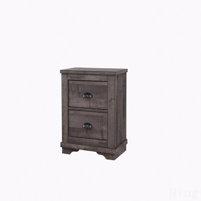 1Pc Contemporary 2-Drawers Nightstand Bed Side Cabinet Wooden Furniture