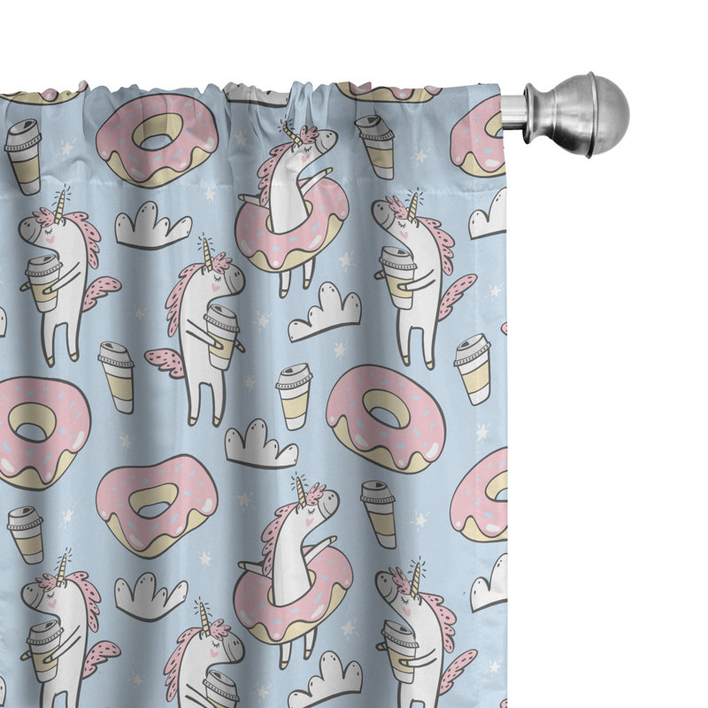 Unicorn Party Semi-Sheer Rod Pocket Curtain Panels, 28" x 95"