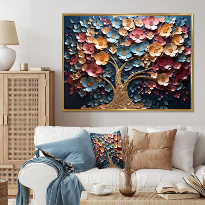 Colourful Golden Orchid Tree Garden Of Branches III - Tree Wall Art