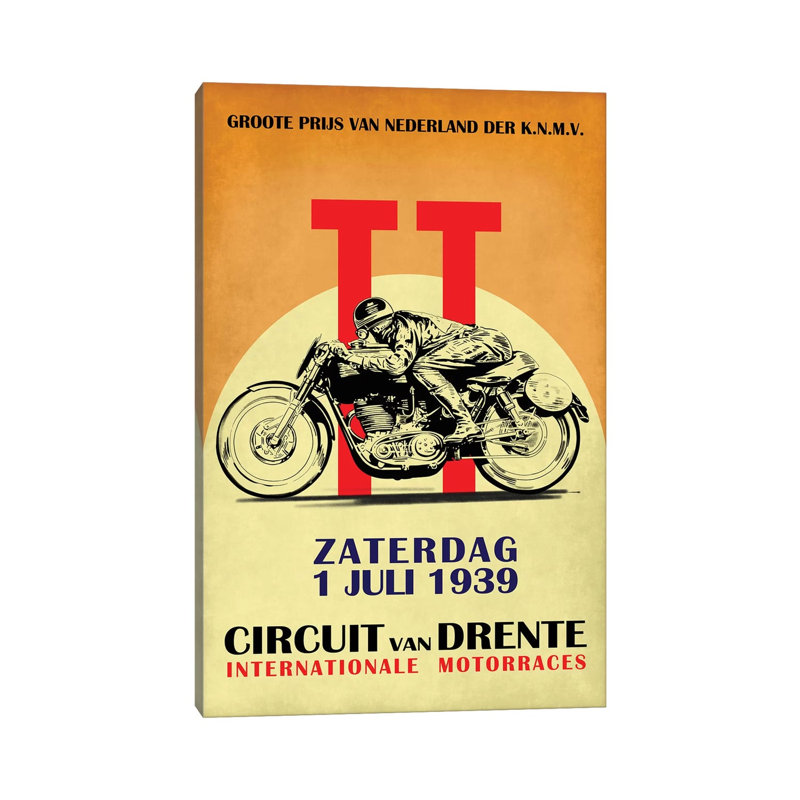 Circuit Van Drente TT 1939 by Mark Rogan - Print on Canvas, 152.4cm H x 101.6cm W x 3.81cm D, Wrapped Canvas
