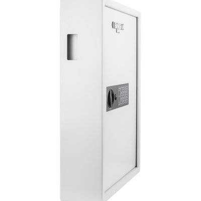Secure 100 Wall Safe - White Digital Keypad With Key Tags Cabinet For 100 Keys Strong Security Measures