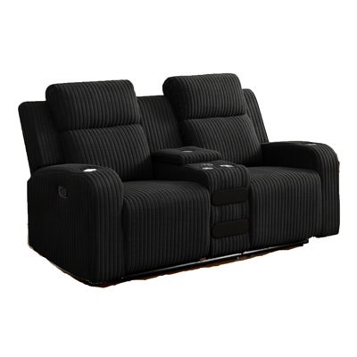 Electric Recliner Sofa 3-Seat, Manual Adjustment, Faux Fur Material Living Room Recliner Sofa