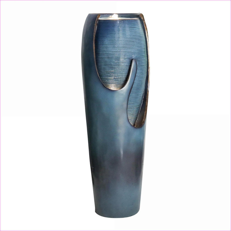 Fountains | 38.7" Tall Modern LED Water Fountain for Patio Garden Indoor Outdoor | Resin | Waterfall Fountain