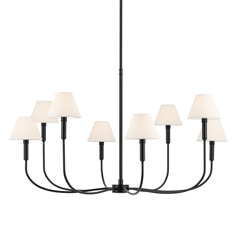 Lustre à bras traditionnel mis à jour, H 23 po x l 41,25 po x P 41,25 po, Noir satiné, 8
