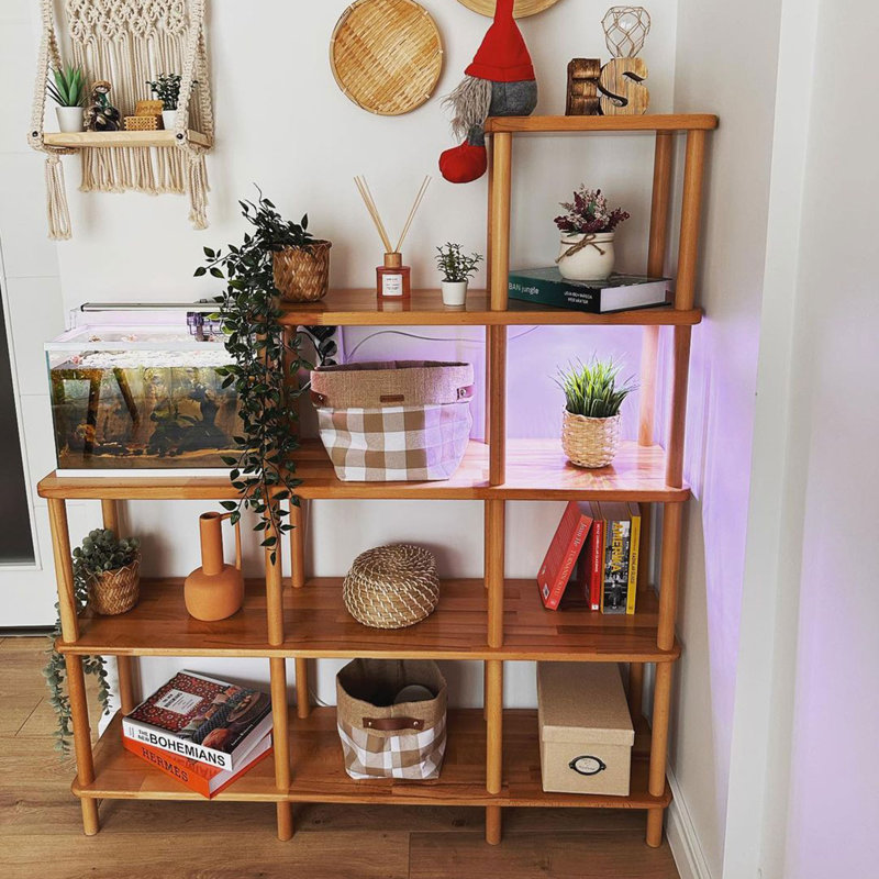 Lincoln Solid Wood Storage Shelf, Open Bookcase Rack for Living Room and Workspace