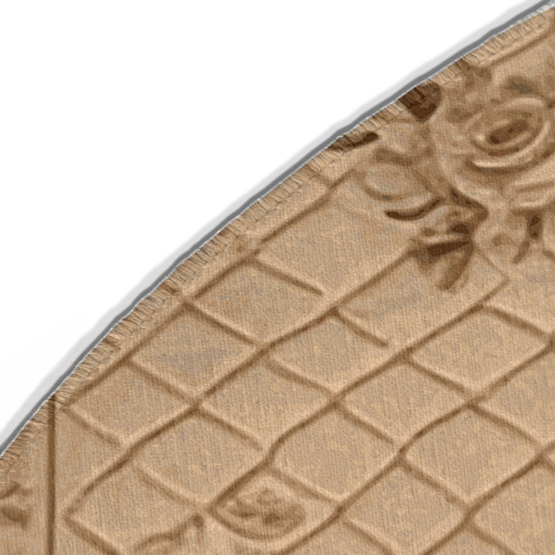 French Brown Indoor and Outdoor Area Rug, Round 5'