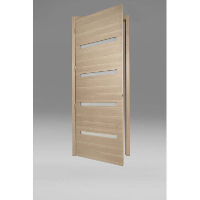 Porte intérieure moderne pré-suspendue en chêne blanc préfini Urban Vetro, L 32 po x H 96 po, À gauche