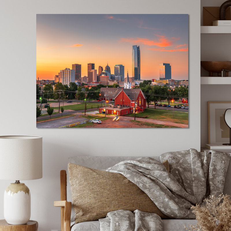 «Oklahoma City Sunset» sur toile, H 16 po x l 32 po x P 1 po, Toile tendue