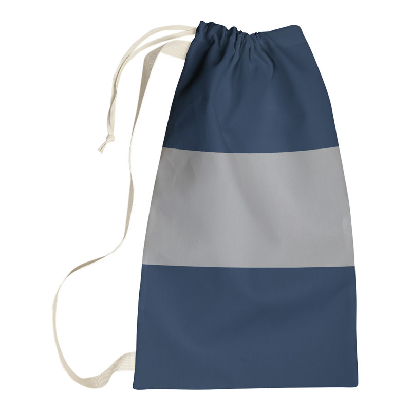 Fabric Laundry Bag with Handles, 36" H x 28" W x 1.5" D, Polar Night Blue/Silver/Polar Night Blue