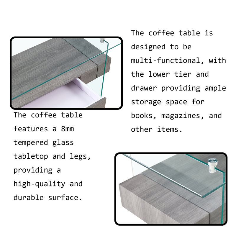 37.8'' Glass Top Console Table