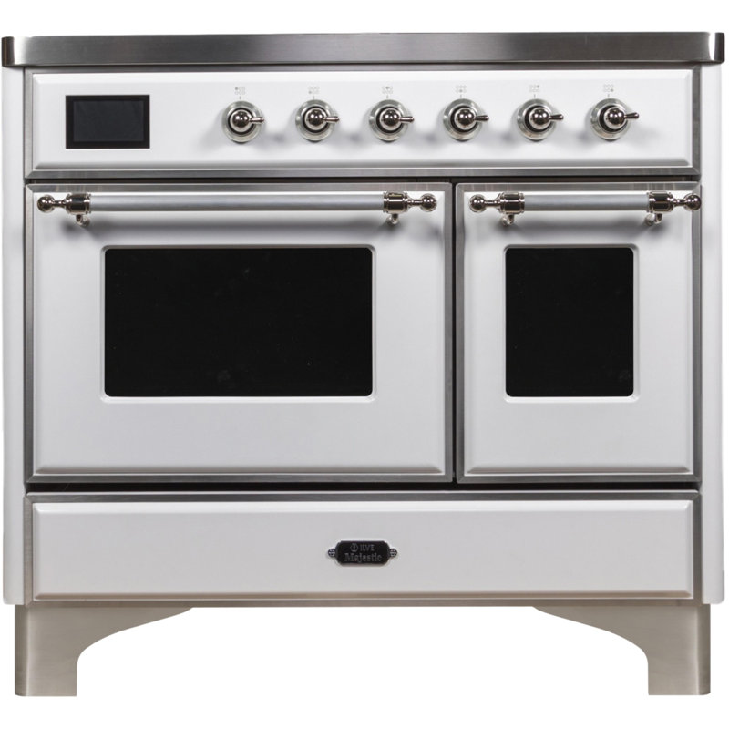 Majestic II 40" Freestanding Induction Range, White/Chrome