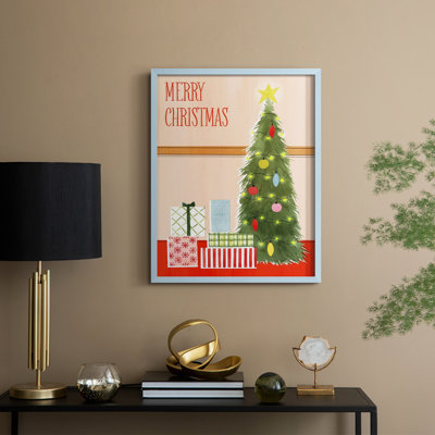 «Christmas Stockings Collection B», reproduction encadrée - bois massif