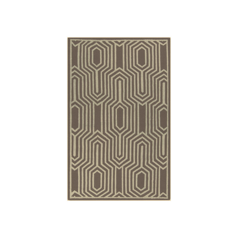 Tapis brun foncé / safran en laine tissé à la main Carlton, Rectangle 5 pi x 8 pi