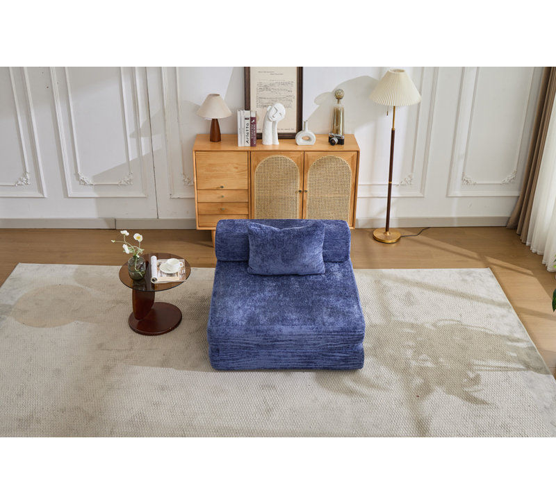Fauteuil convertible Chenille, Bleu très foncé