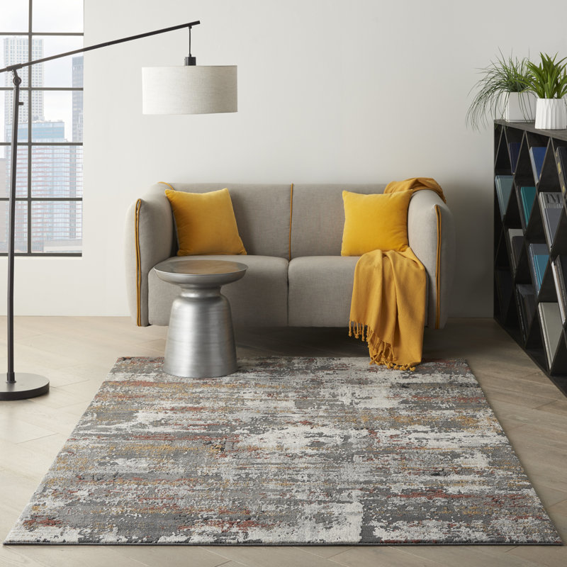 Tapis contemporain gris contemporain, Rectangle 5 pi 3 po x 7 pi 3 po