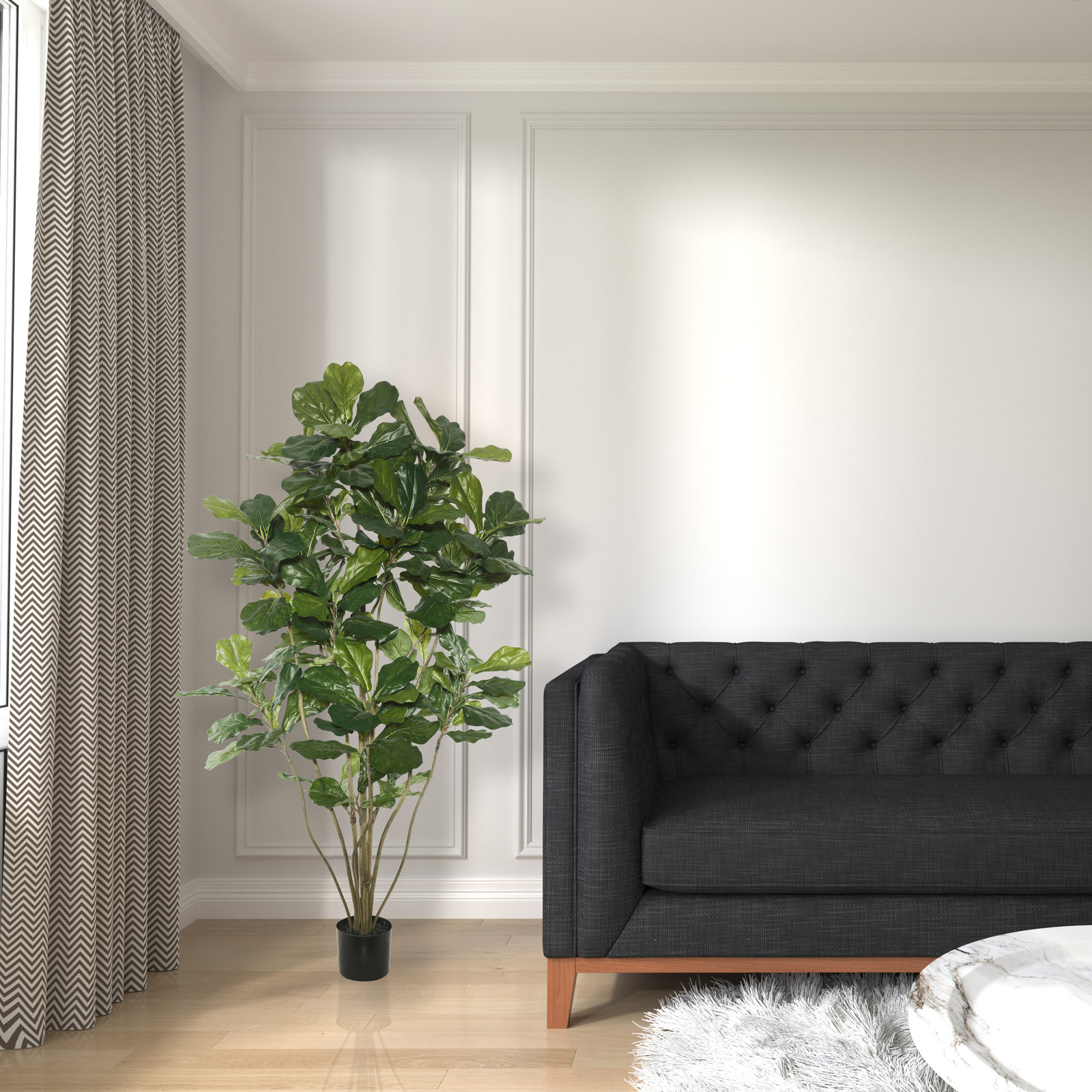 Fiddle Leaf Fig Tree in Pot, 72" H x 35" W x 35" D