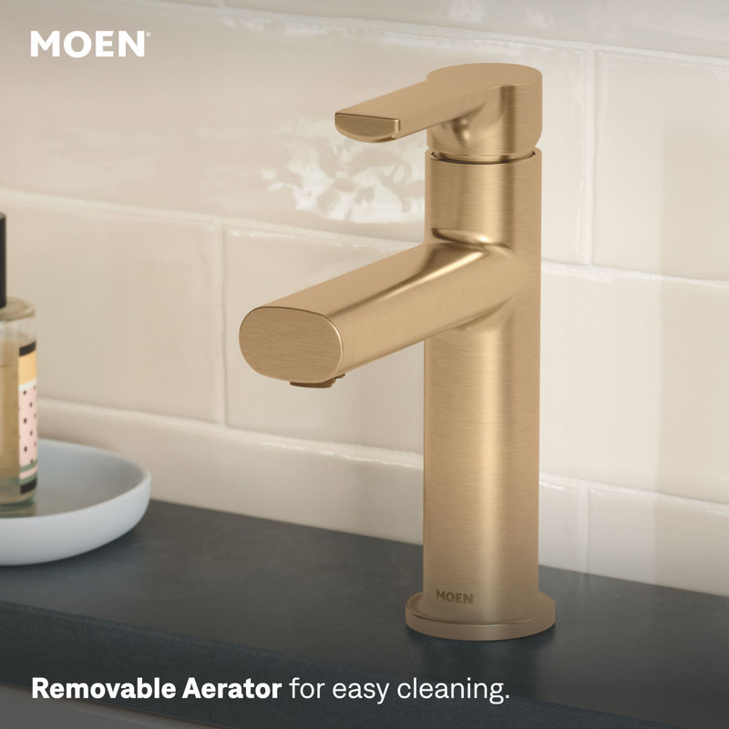Moen Meena Single Hole Bathroom Faucet with Drain Assembly, Bronzed Gold