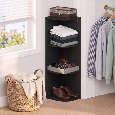 Organisateurs de placard et rangement, organisateur de coin à 3 niveaux, tablettes ouvertes 9,3 x 12 x 31,5, pour le salon, la chambre à coucher, le bureau personnel, blanc