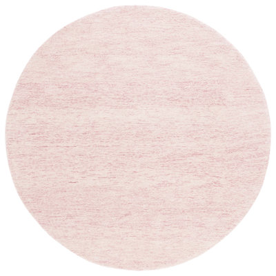 Handmade Tufted Wool Area Rug in Pink / Ivory