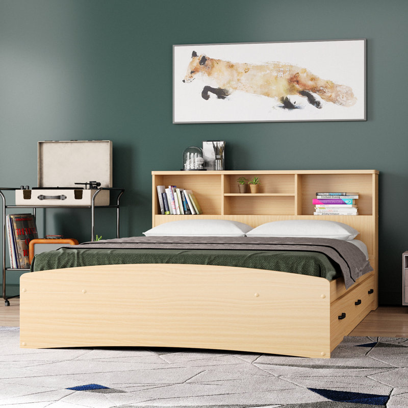 Jovany Captain Bed with 3 Reversible Drawers on Left or Right side (New and Improved Design), Grey, Full