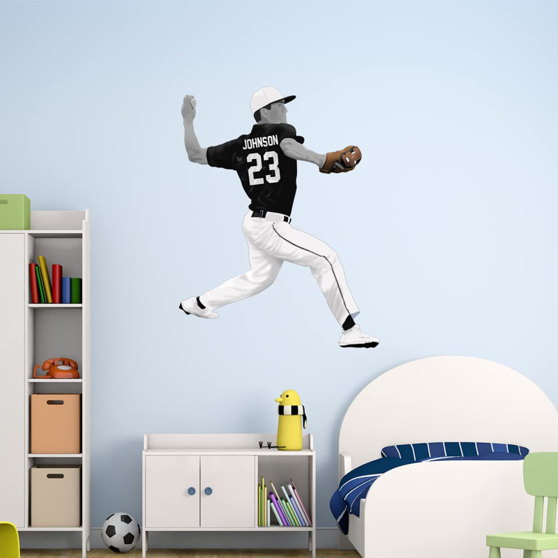 Adhésif décoratif baseball, Noir, H 17 po x l 13 po, Oui