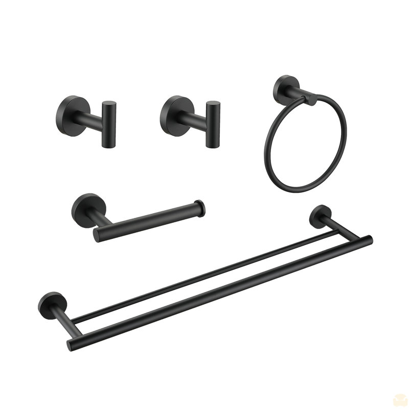 5 Piece Bathroom Towel Rack Set Wall Mount, Matte Black