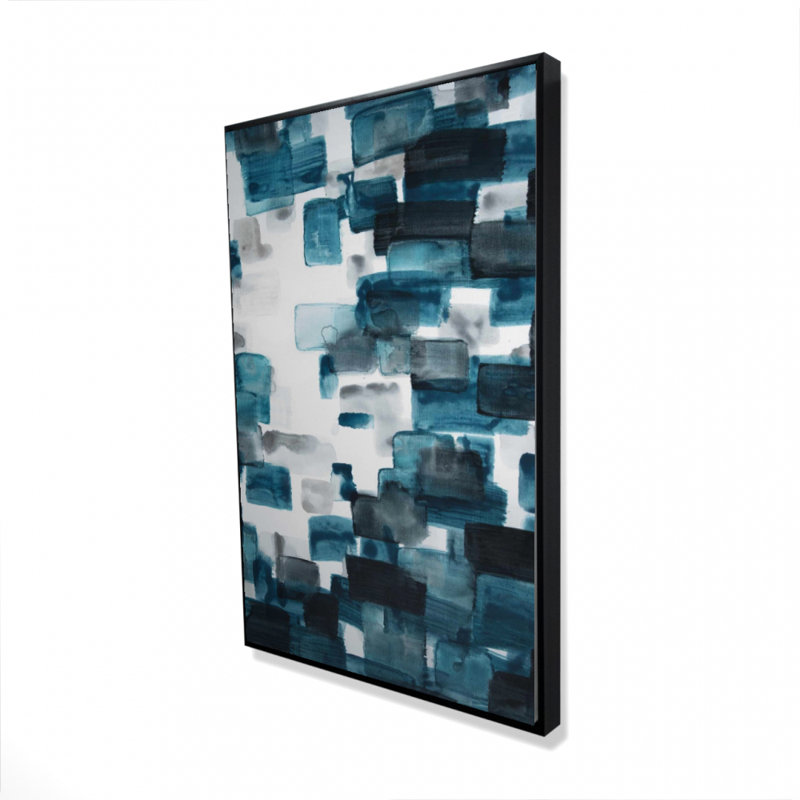 "Formes turquoise et grises", H 36 po x l 24 po
