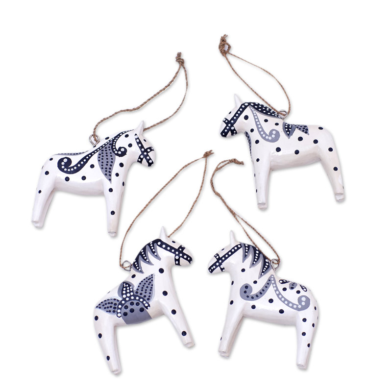 3.7'' Handmade Wood Animals Hanging Figurine Ornament