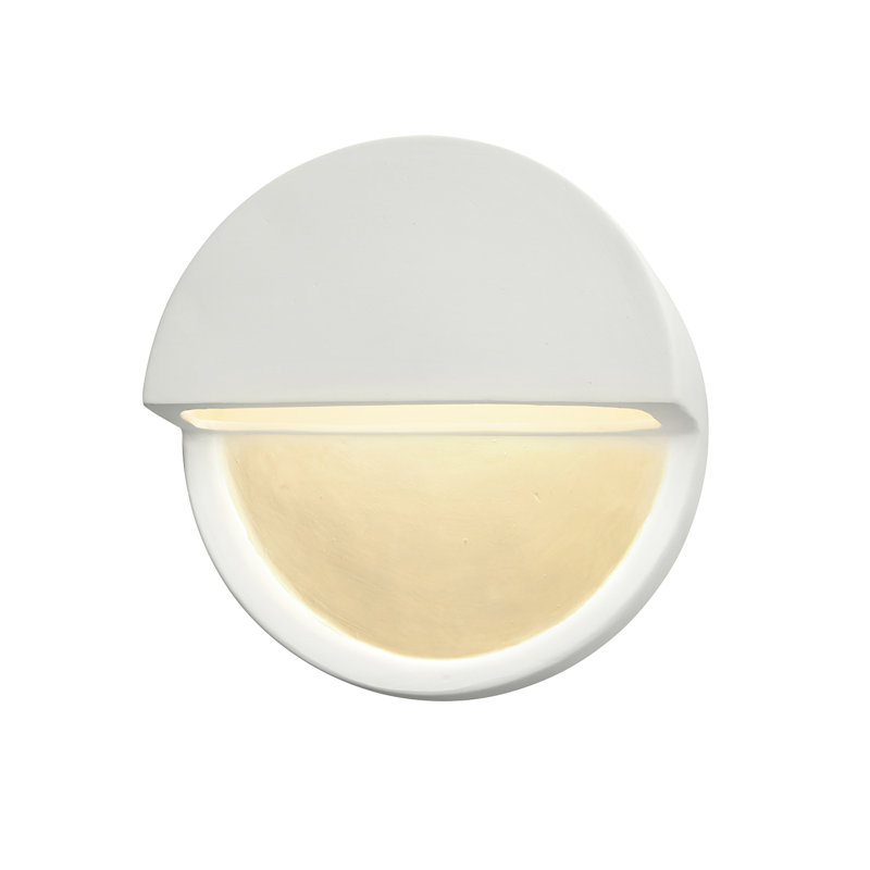 Caeli Ceramic LED Wall Sconce, Matte White with Champagne Gold Internal