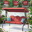 Balancelle-lit convertible 3 places pour terrasse extérieure de 195 cm (77 po) avec auvent réglable et porte-gobelets, capacité de 363 kg (800 lb).-468799444