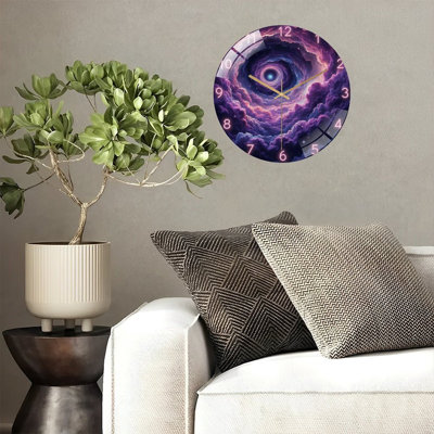 Horloge murale silencieuse en verre trempé de 30 cm, « Horloge spirale galaxie », décoration murale artistique. Fonctionne avec des piles AA (non incluses). Décoration artistique pour la maison.