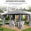 Pavillon de jardin 10 pi x 13 pi, auvent gris, amplement d'espace à l'intérieur, cadre en acier pour abri de jardin et d'extérieur