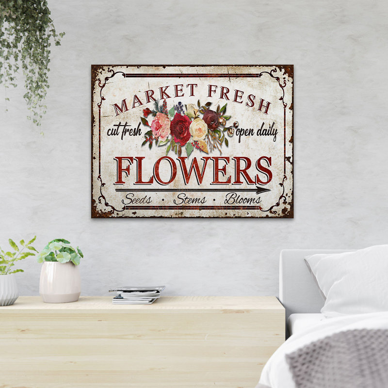 «Roses - Market Fresh Flowers Seeds Stems Blooms», reproduction d'art graphique sur toile tendue, H 24 po x l 36 po x P 2 po