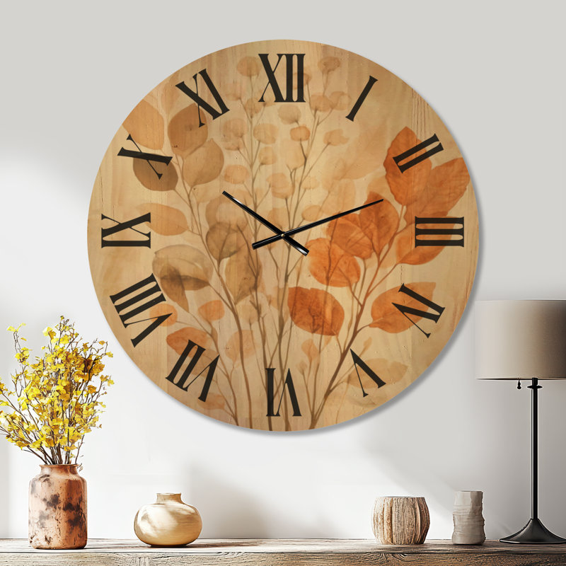Cueillette de feuilles d'automne - Grande horloge murale rustique en bois, Extra Large