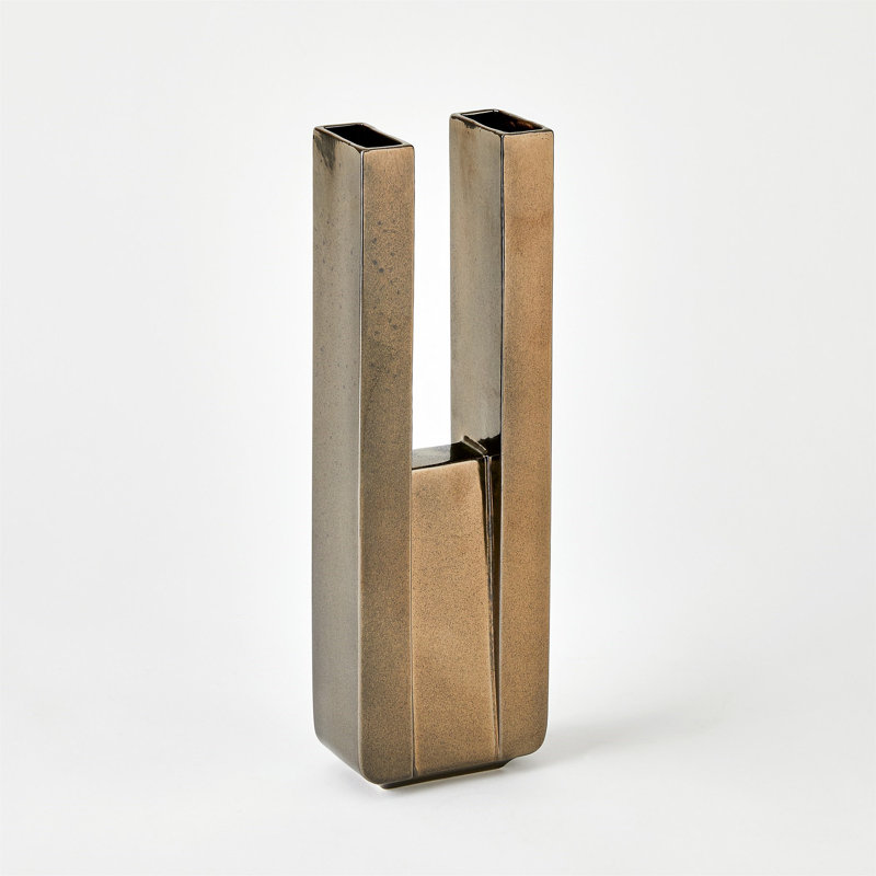 Metropolis Vase-Bronze-Tall, 15.75" H x 5" W x 2.75" D