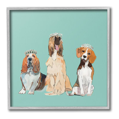«Regal Dogs with Crowns», art de la giclée encadrée par Amelia Noyes