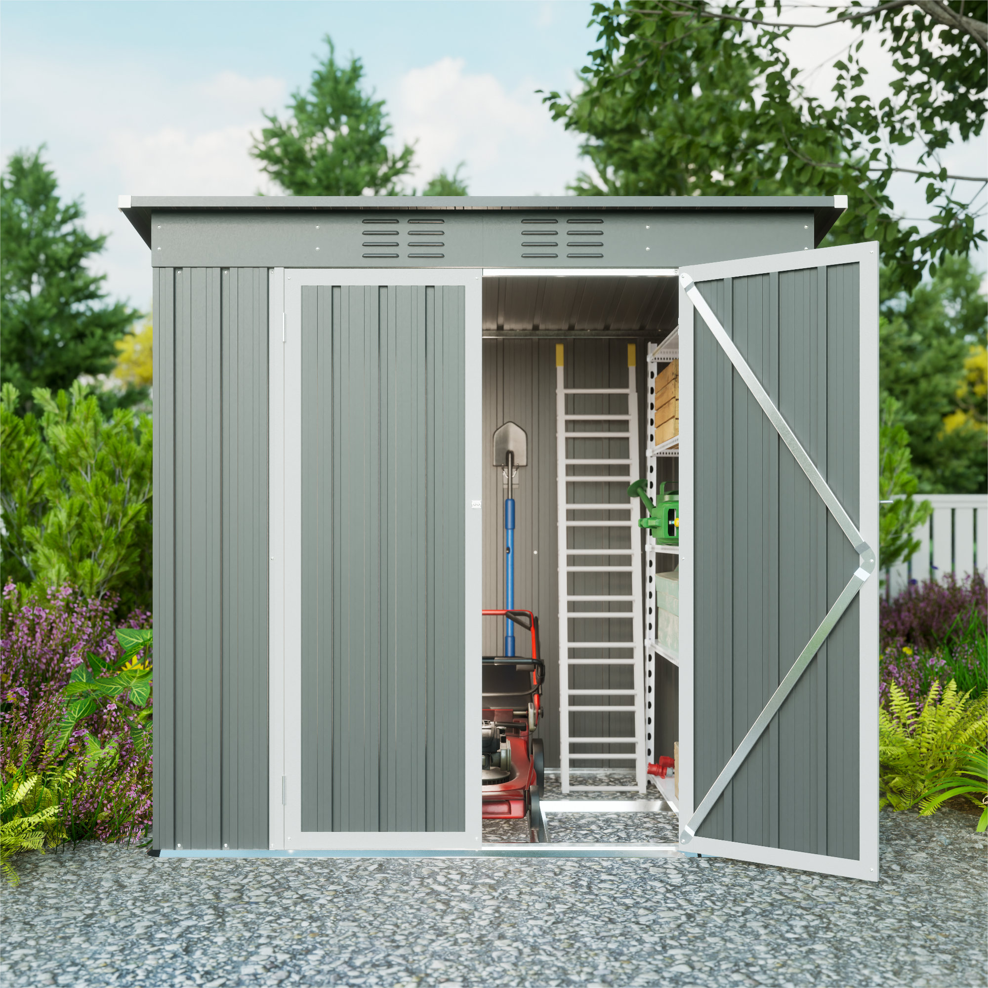 ShelterLogic 4' x 4' x 6' Water-Resistant Pop-Up Deck and Garden Storage  Shed Kit