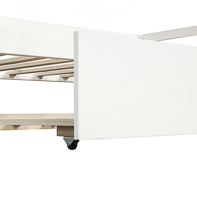 Twin Size Daybed With Trundle Frame Set, White