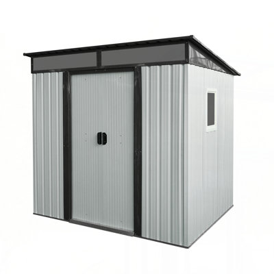 6ft x 5ft Outdoor Metal Storage Shed with Window and Transparent plate for Garden, Lawn