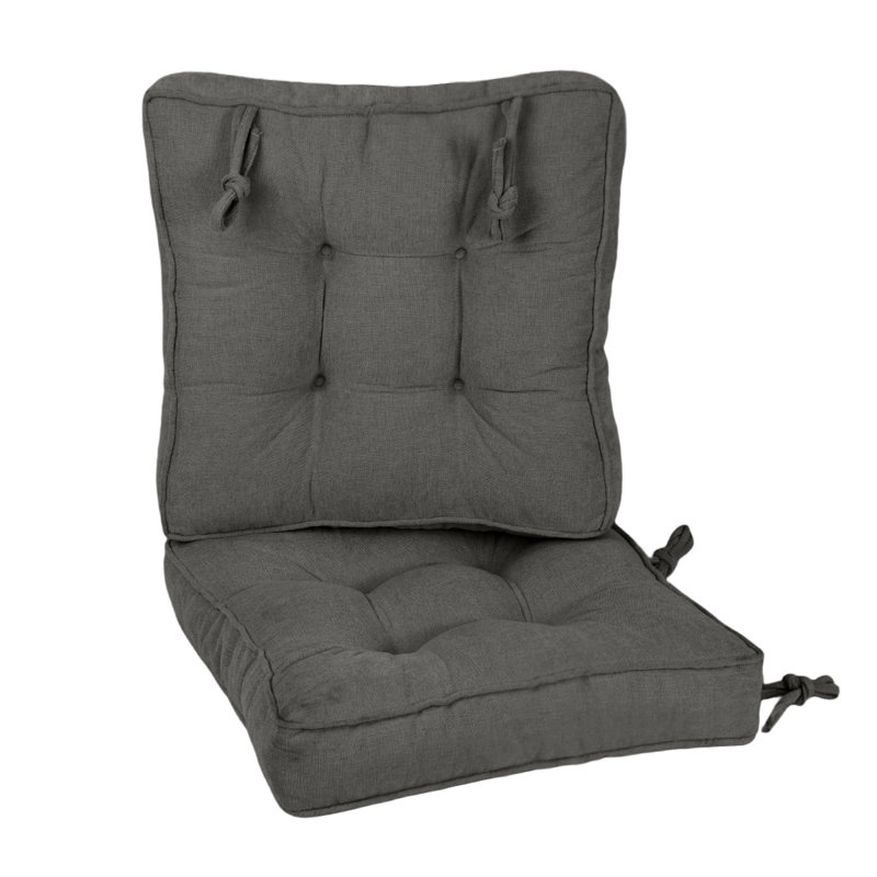 Chair Cushions (Set of 2) Tufted Dining Chair Cushions with Ties Kitchen Chair Cushions (3.5 in. Thick) for Dining Room, Cafeteria, Garden and Patio Chair Cushions (Dark Gray, 19*19 in )