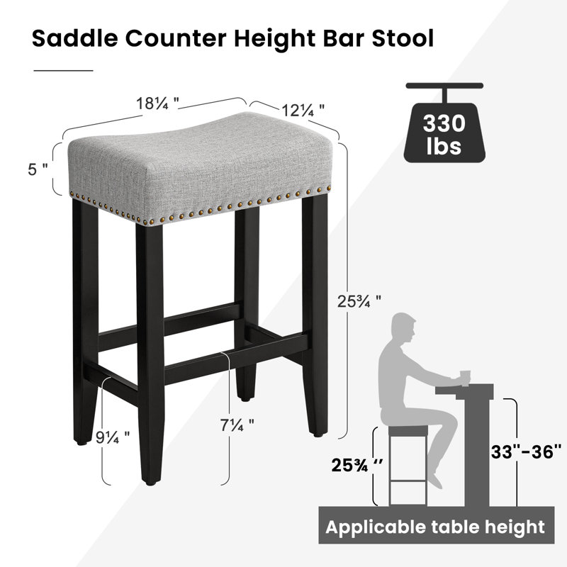 Tabouret de bar 25,75 "Mid-Century, Gris