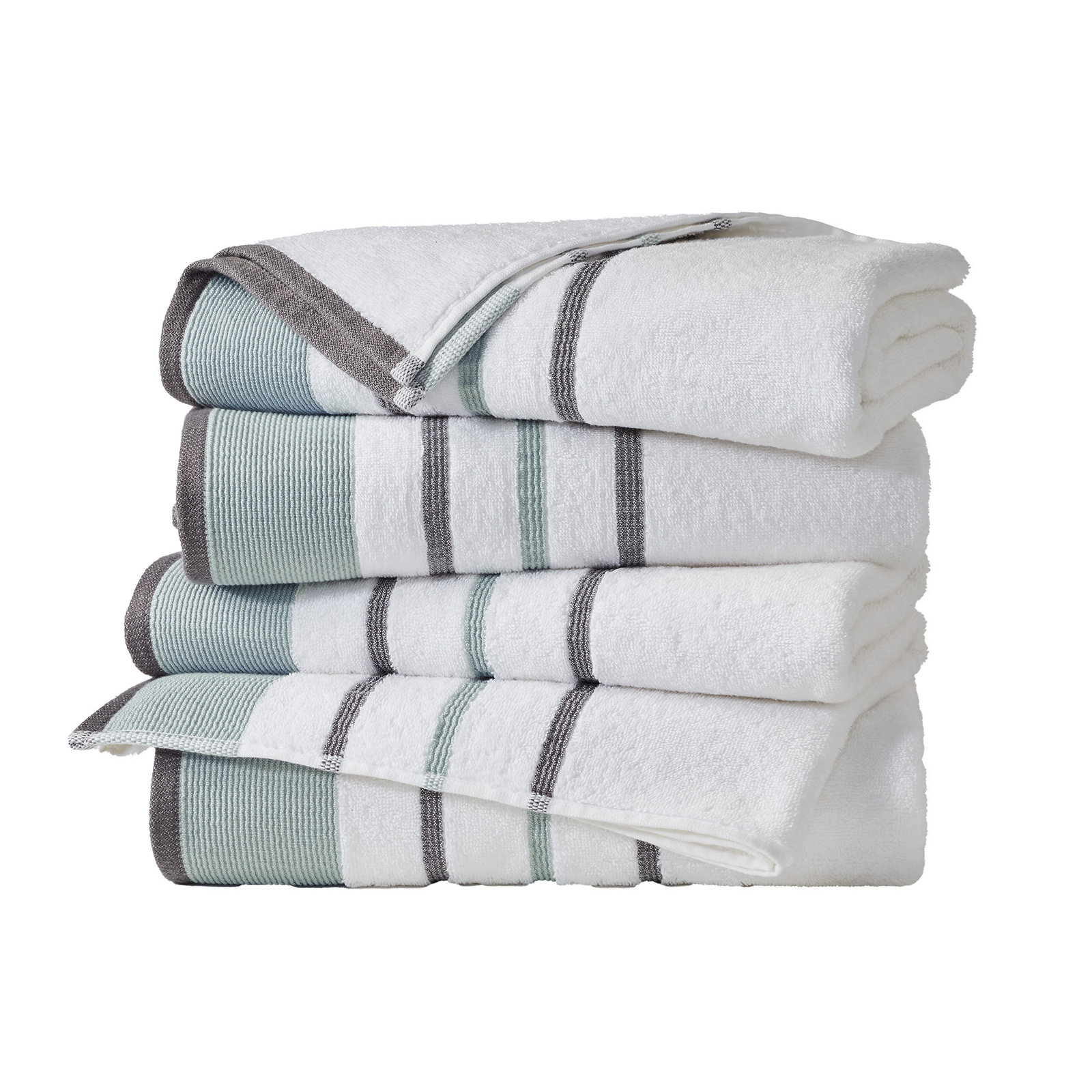 Deanthony Luxury Cotton Decorative, Eucalyptus/Gray, Bath Towels - 4 Pack