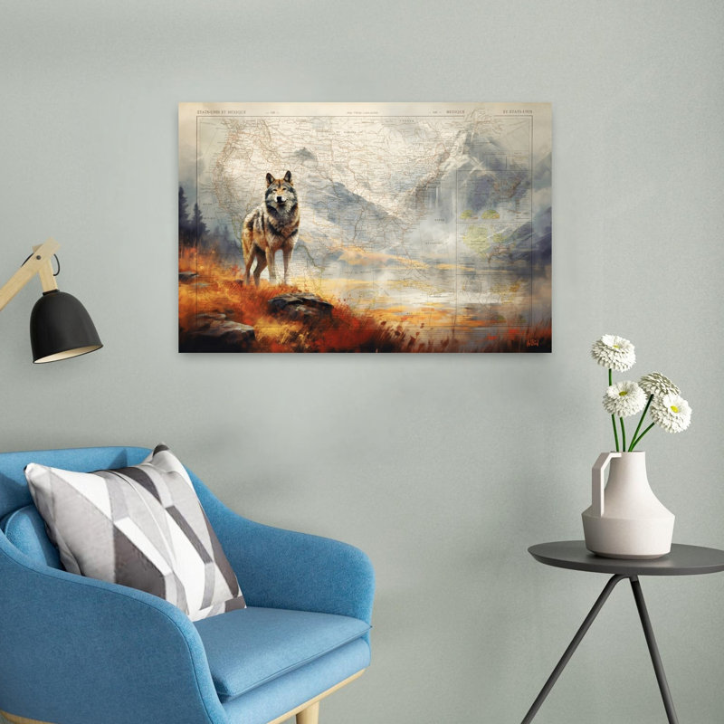 Art contemporain, art loup, H 16 po x l 24 po